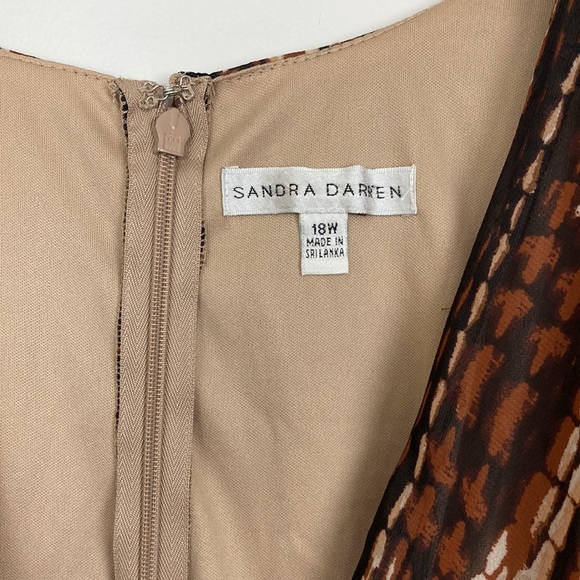 Sandra Darren Brown Black Neutral Print Dress stylish comfortable flattering - Picture 7 of 14